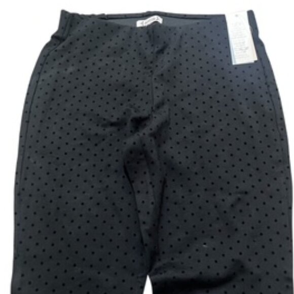 NEW Nanette Lepore Black Dot Pants Womens Medium Tapered Legs Pull On Flat front - Picture 7 of 11